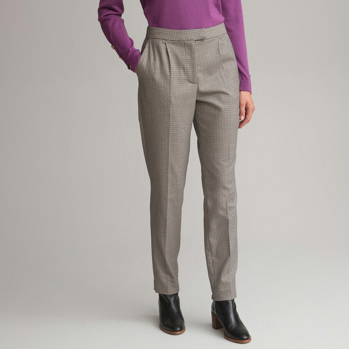 Pantalon fuselé, à carreaux