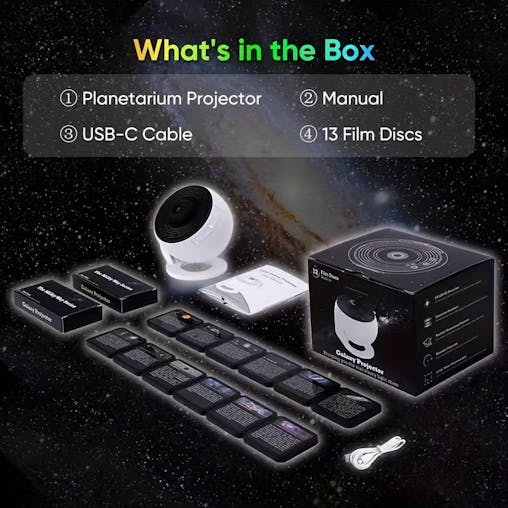 NNETM Galaxy Star Projector with 13 Discs USB