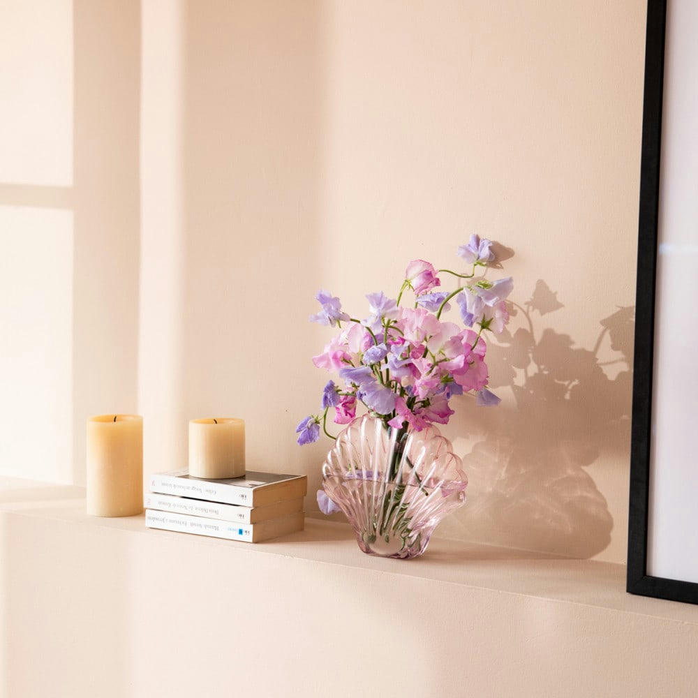 - Vase coquillage  verre rose