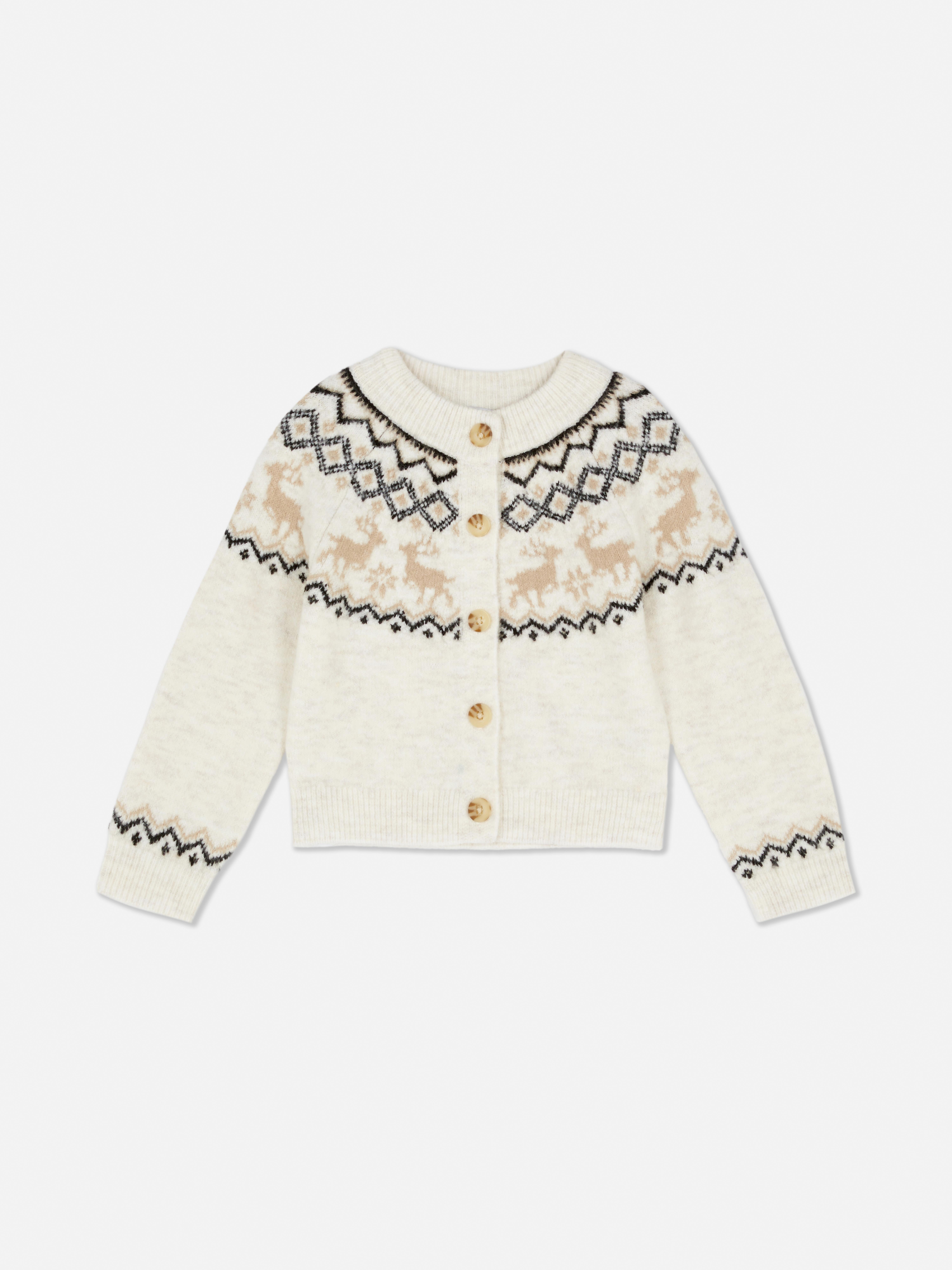 1.5-7yrs | Kid's Reindeer Fair Isle Family Christmas Cardigan