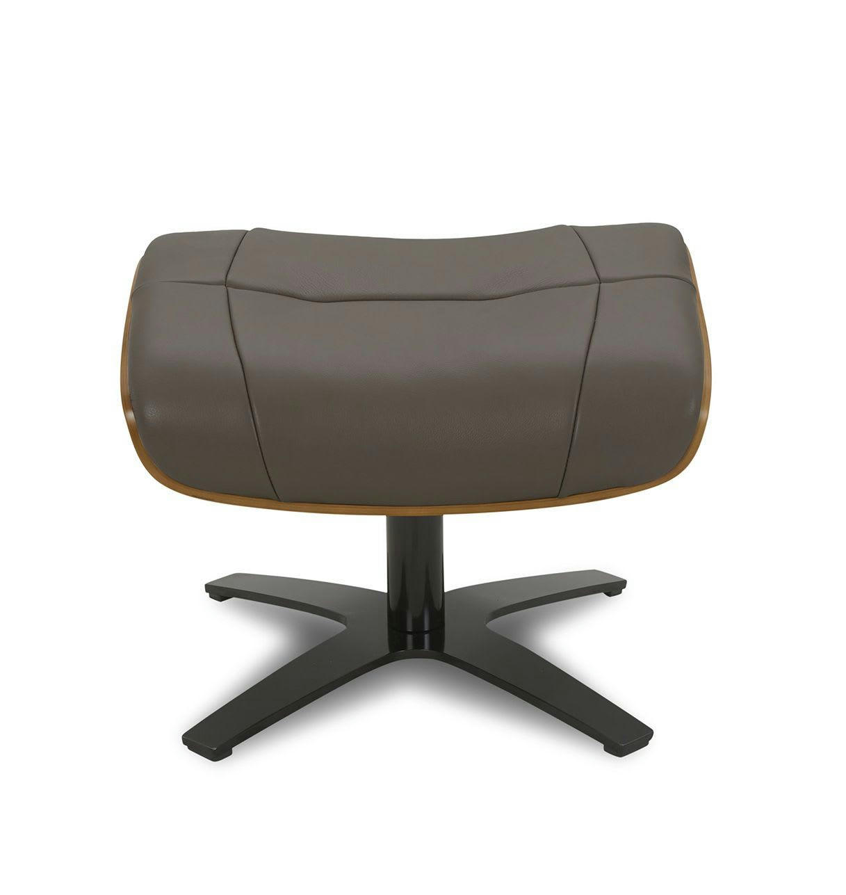 NAOS - Pouf en cuir et chêne Naturel - Cuir Anthracite