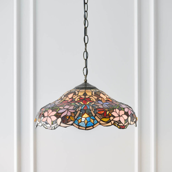 Lampa wisząca SULLIVAN kwiaty brązowa 1xE27x40W IP20 Tiffany