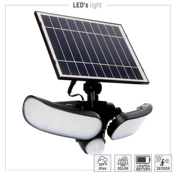 LED-Solar-Außenleuchte, Flutlicht, 5000 K, mit Bewegungsmelder, Erfassungswinkel: 180°, 10 W