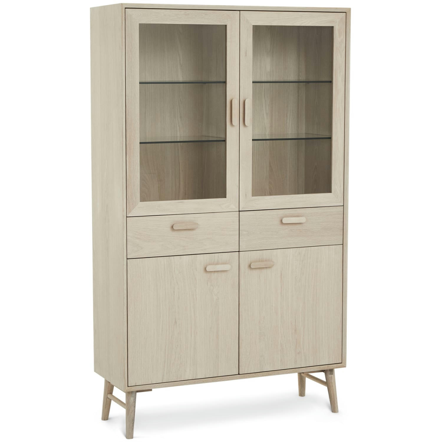 PORTO - Vitrine 4 portes 2 tiroirs en chêne massif clair