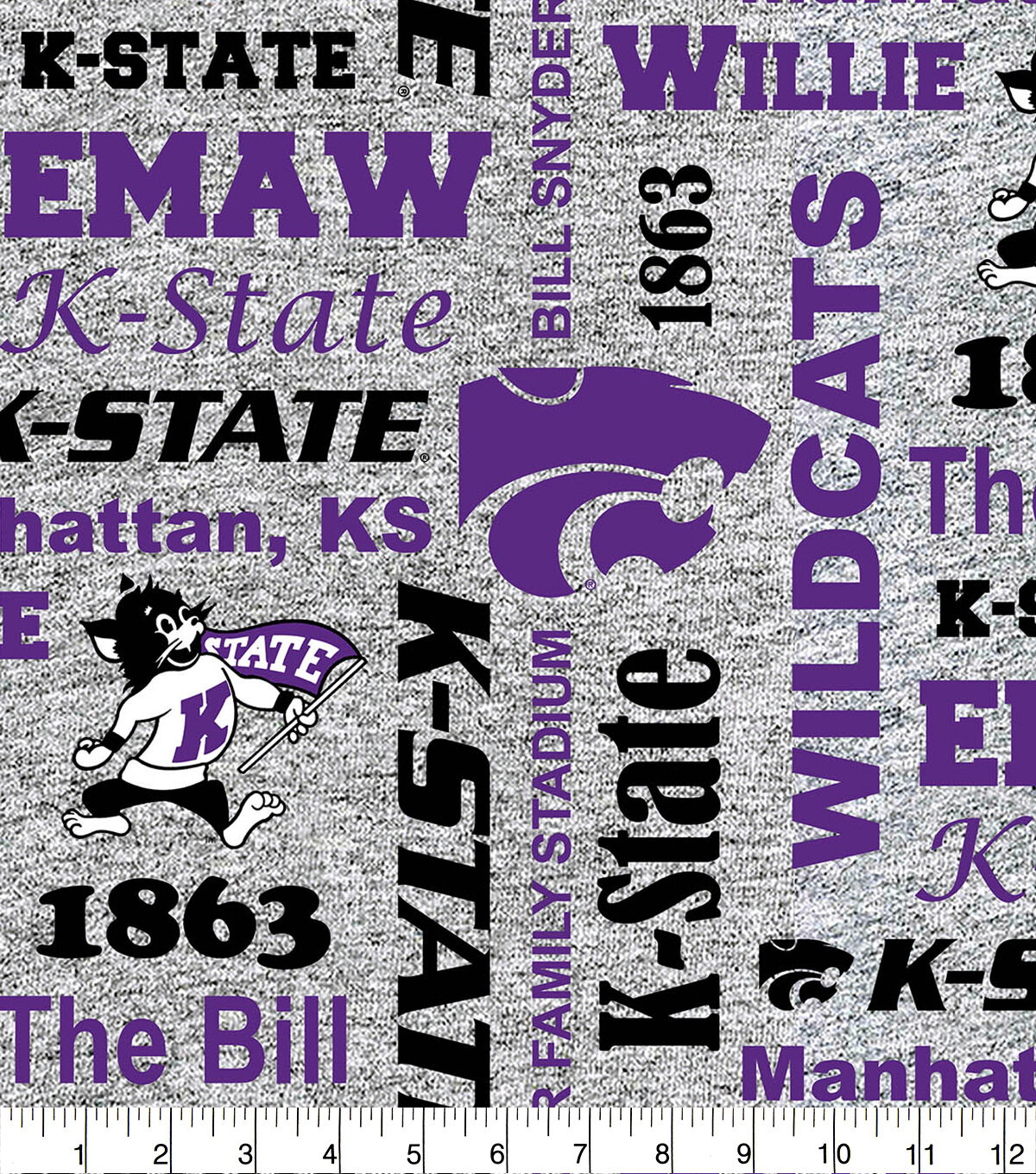Kansas State Fleece Fabric Heather Verbiage