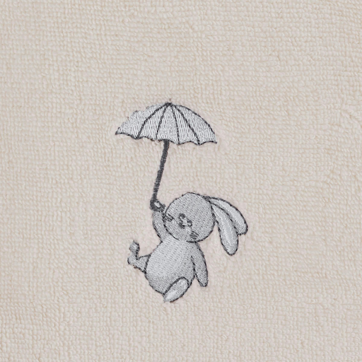 BABY SOFT RAIN RABBIT - Cape de bain bébé en coton peigné zéro twist Blanc Cassé 75x75 cm