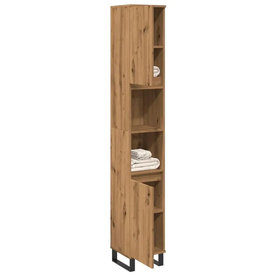 vidaXL - Kolomkast met 2 deuren 2 vakken - Artisan eiken - Hout - 30x30x190 cm