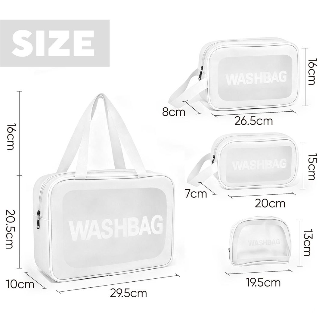 NESTLUNE White 4Pcs Clear PVC Waterproof Travel Wash Bag