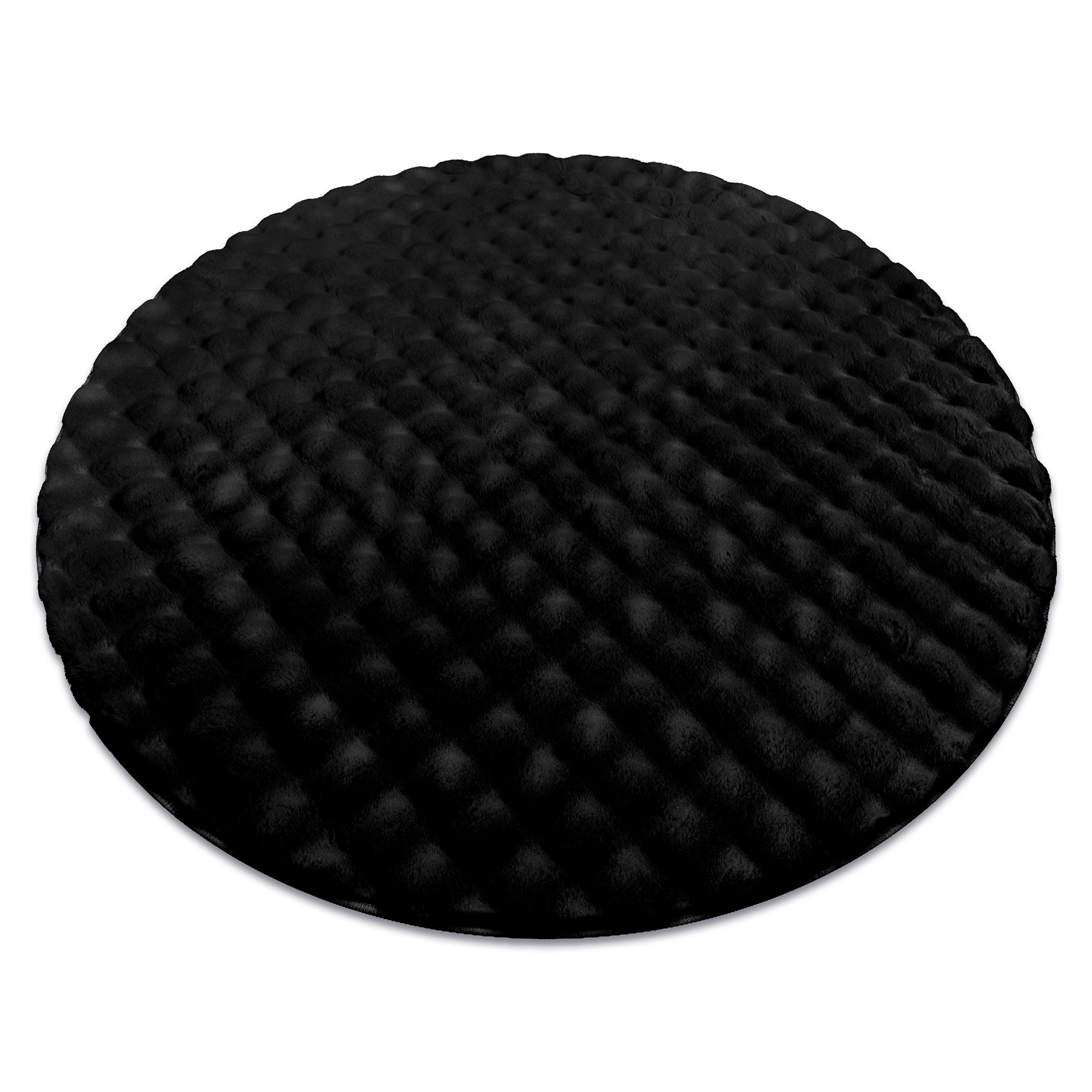Dywan BUBBLE czarny 25 IMITACJA FUTRA KRÓLIKA strukturalny 3D koło 100 cm