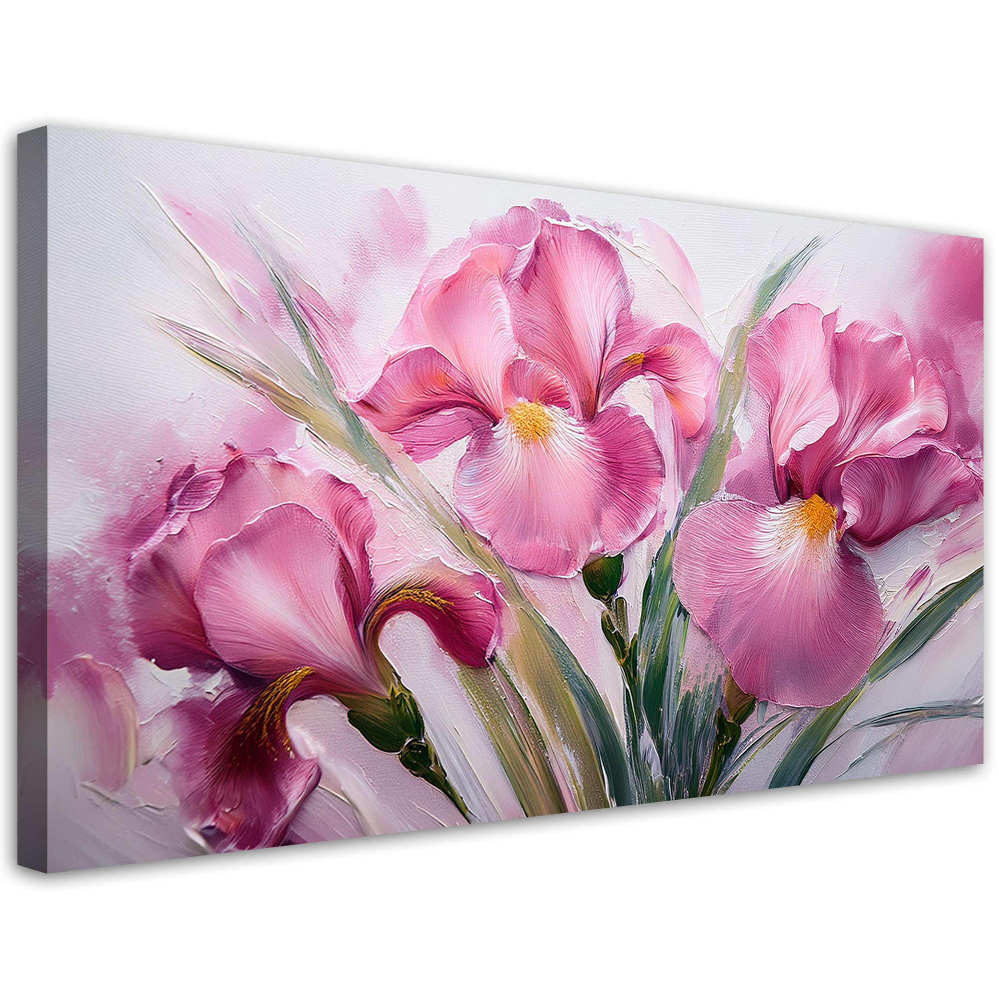 Feeby Obraz na płótnie, Irysy Różowe Kwiaty Malowane 120x60