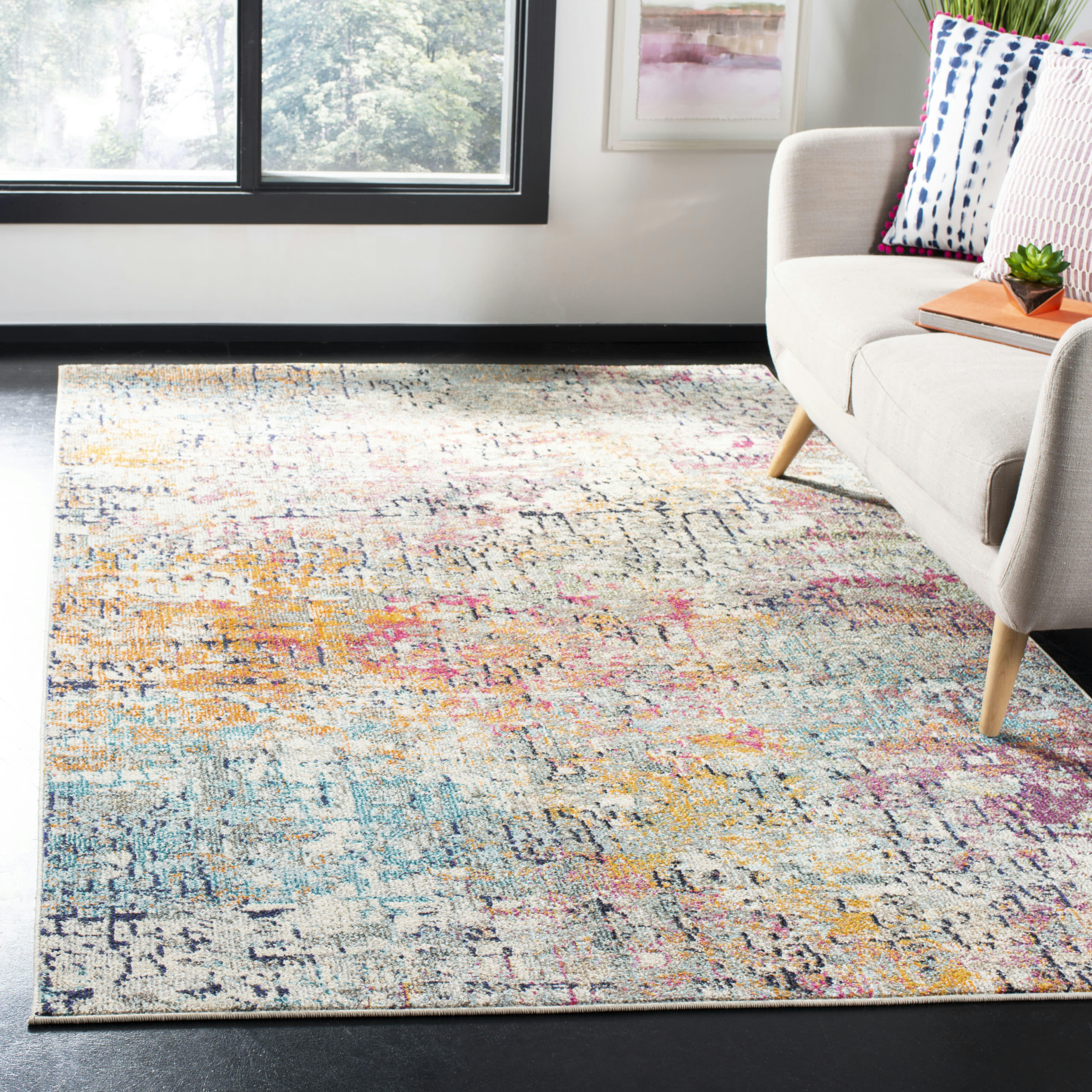 MADISON - Tapis de salon interieur en gris & rose, 160 x 229 cm
