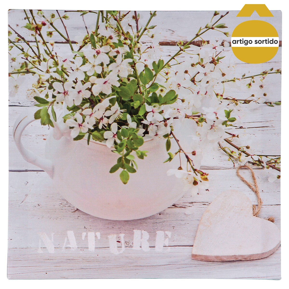 Quadro decorativo COEUR NAT 28x28cm