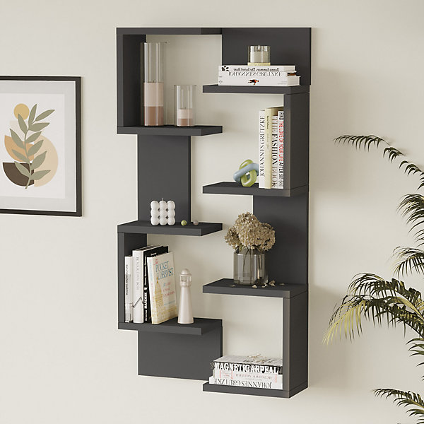 Lot de 2 étagères murales Omn 93 x 24 x 15 cm anthracite en.casa