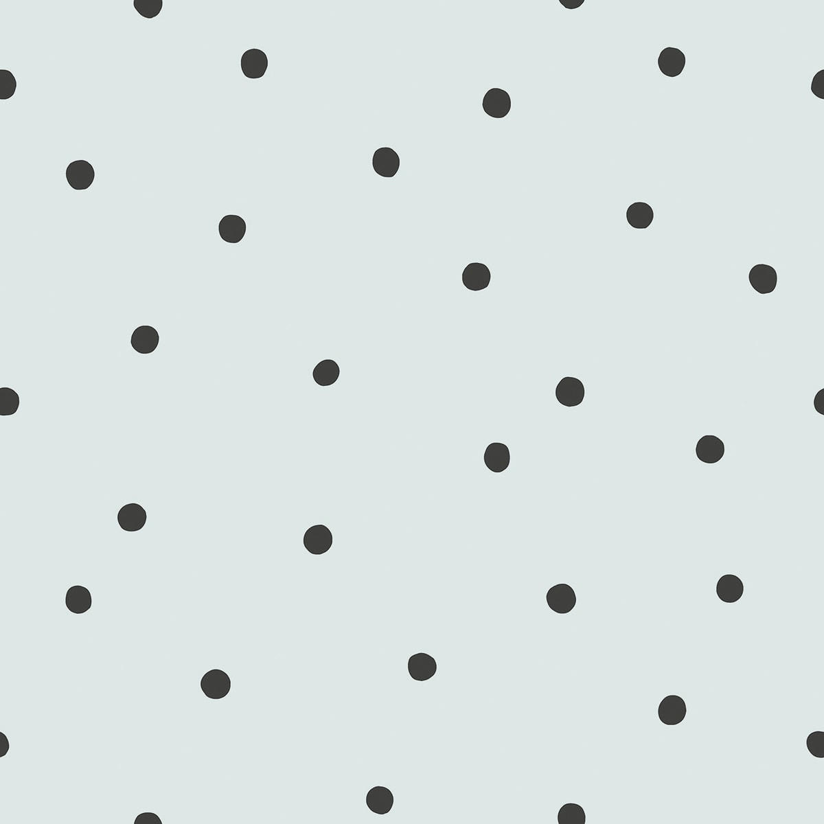MINIMA - Papier peint pois en Papier Bleu turquoise 50cm x 10m