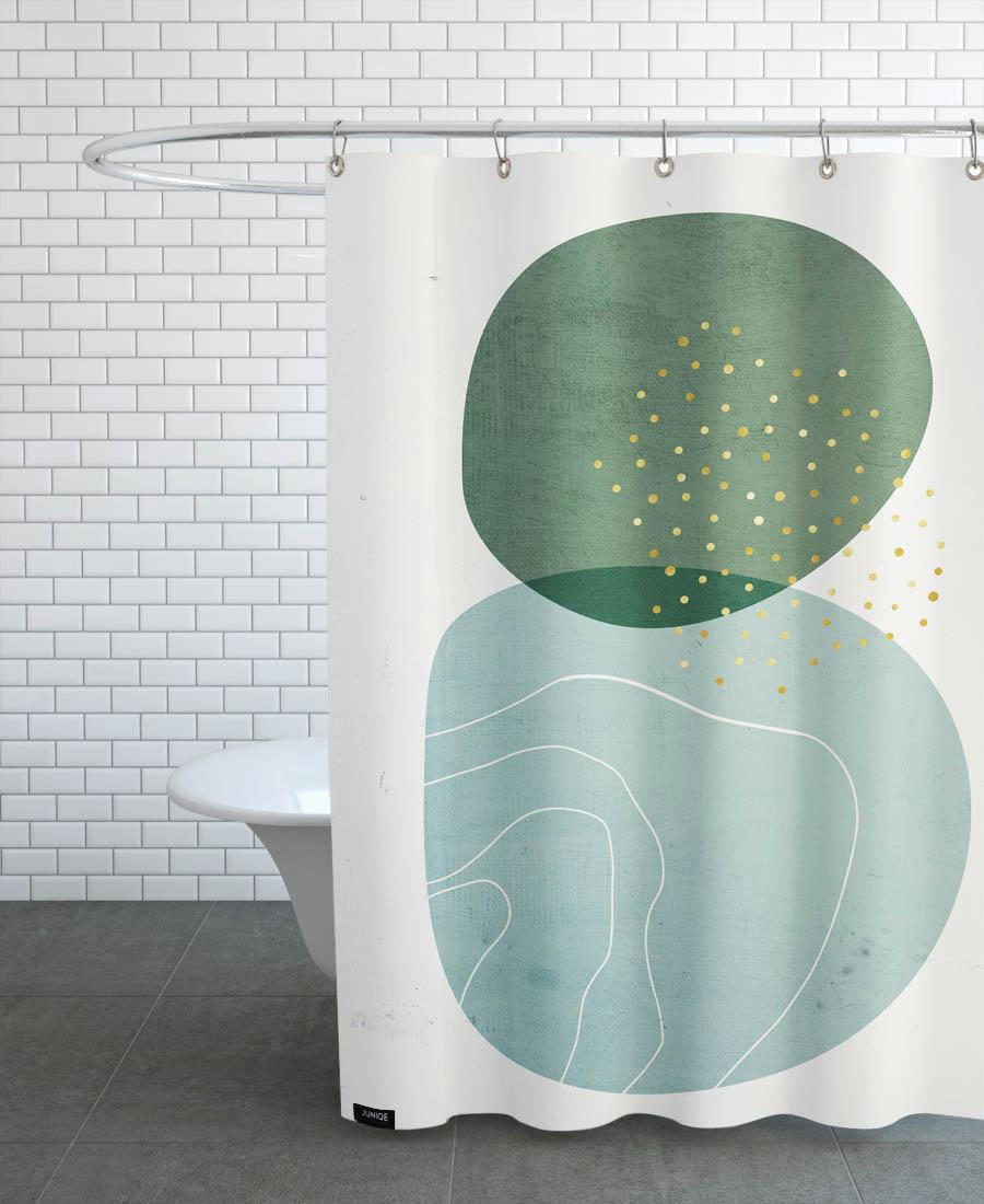 FOAM - Rideau de douche en polyester en turquoise & vert 150x200