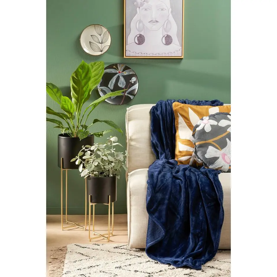 Mica Decorations Famke Fleece Plaid - 180 x 130 cm - Donkerblauw