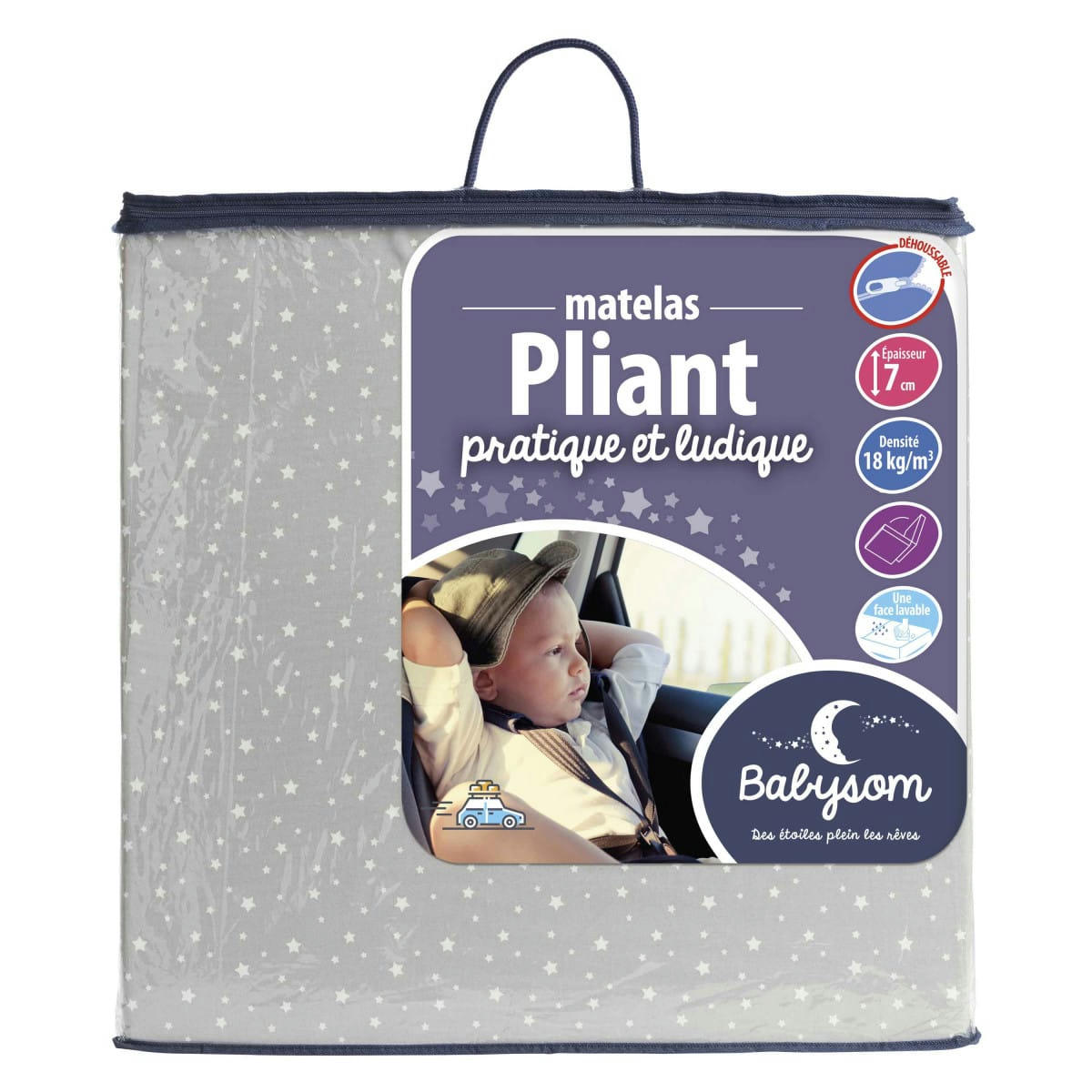 VOYAGE - Matelas bébé pliant réversible et déhoussable 60x120x7