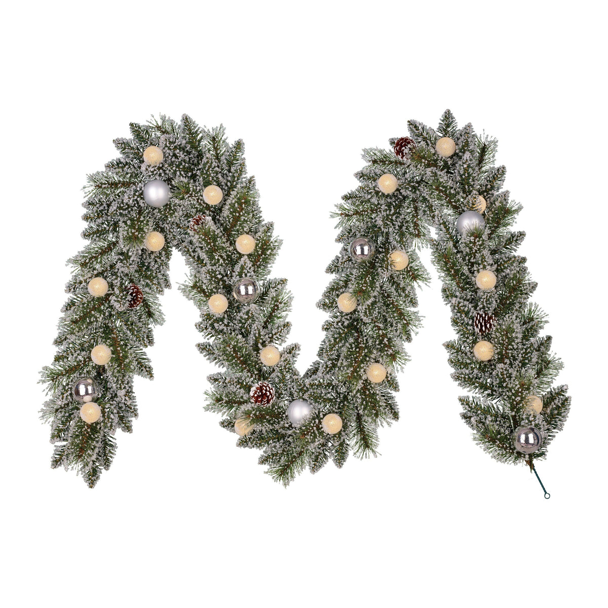 Black Box Trees Kaprun slinger groen frosted zilver warm wit 20L 180 TIPS battery operated en timer - l270xd25cm