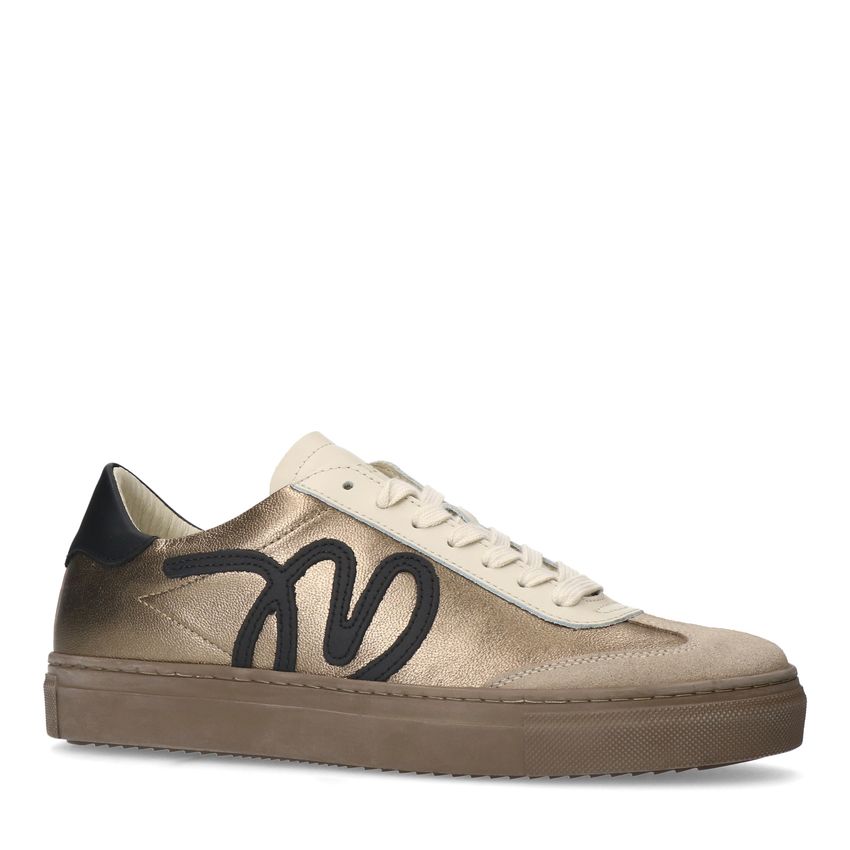 Manfield Gouden leren sneakers