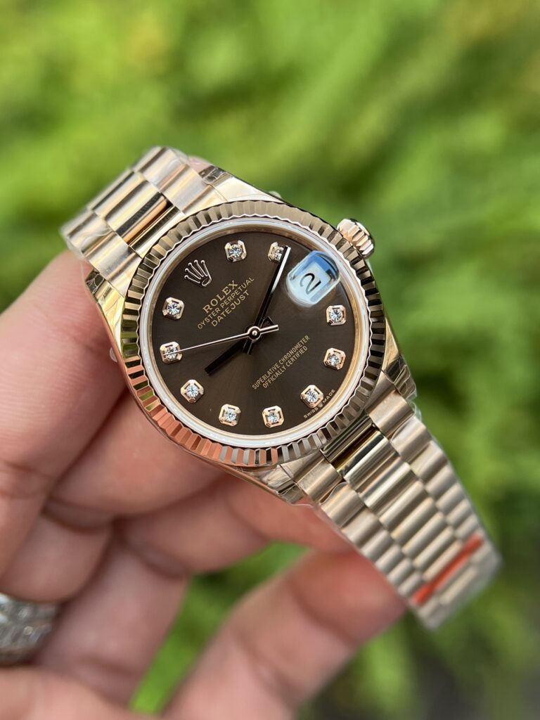 Rolex Datejust 278275-0010 RG Plated Chocolate Dial CZ Diamonds 31mm BPF Replica
