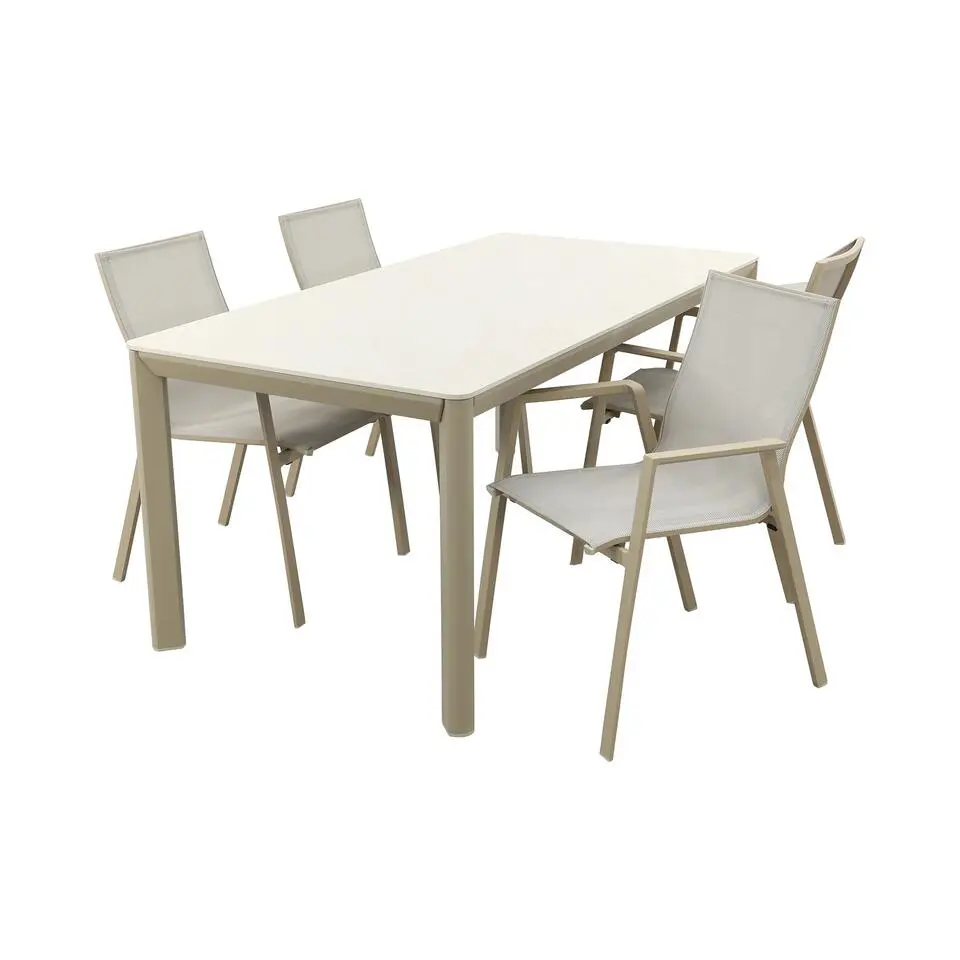 VDG Atmos/Hartman Kyra aluminium tuinset voor 4 personen 180x90 cm. - Latte