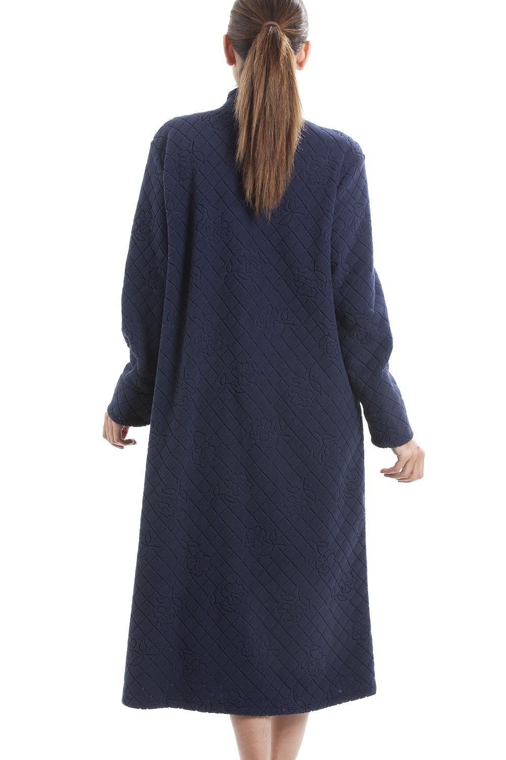 Camille Classic Soft Fleece Jacquard Floral Button Up Housecoat