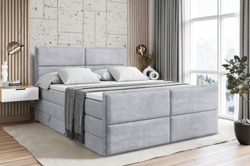 Łóżko kontynentalne z pojemnikiem i materacem H3|H4 AURA-Z KING 120x200cm