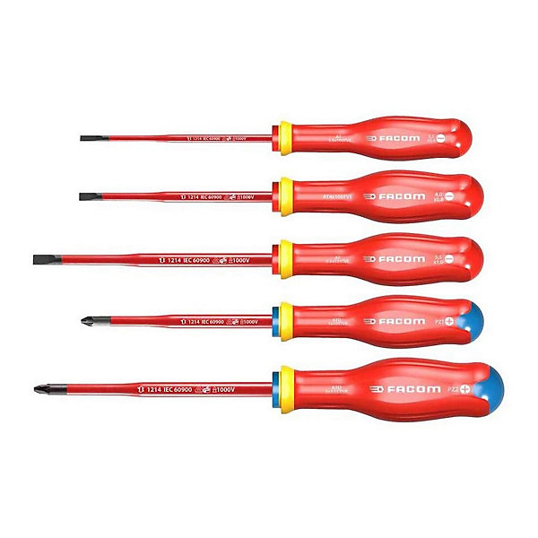 Jeu de 5 tournevis isolés 1000 V - FACOM - AD.J5TVEPB