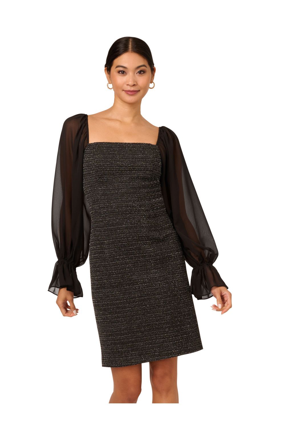 Adrianna Papell Metallic Boucle Combo Dress
