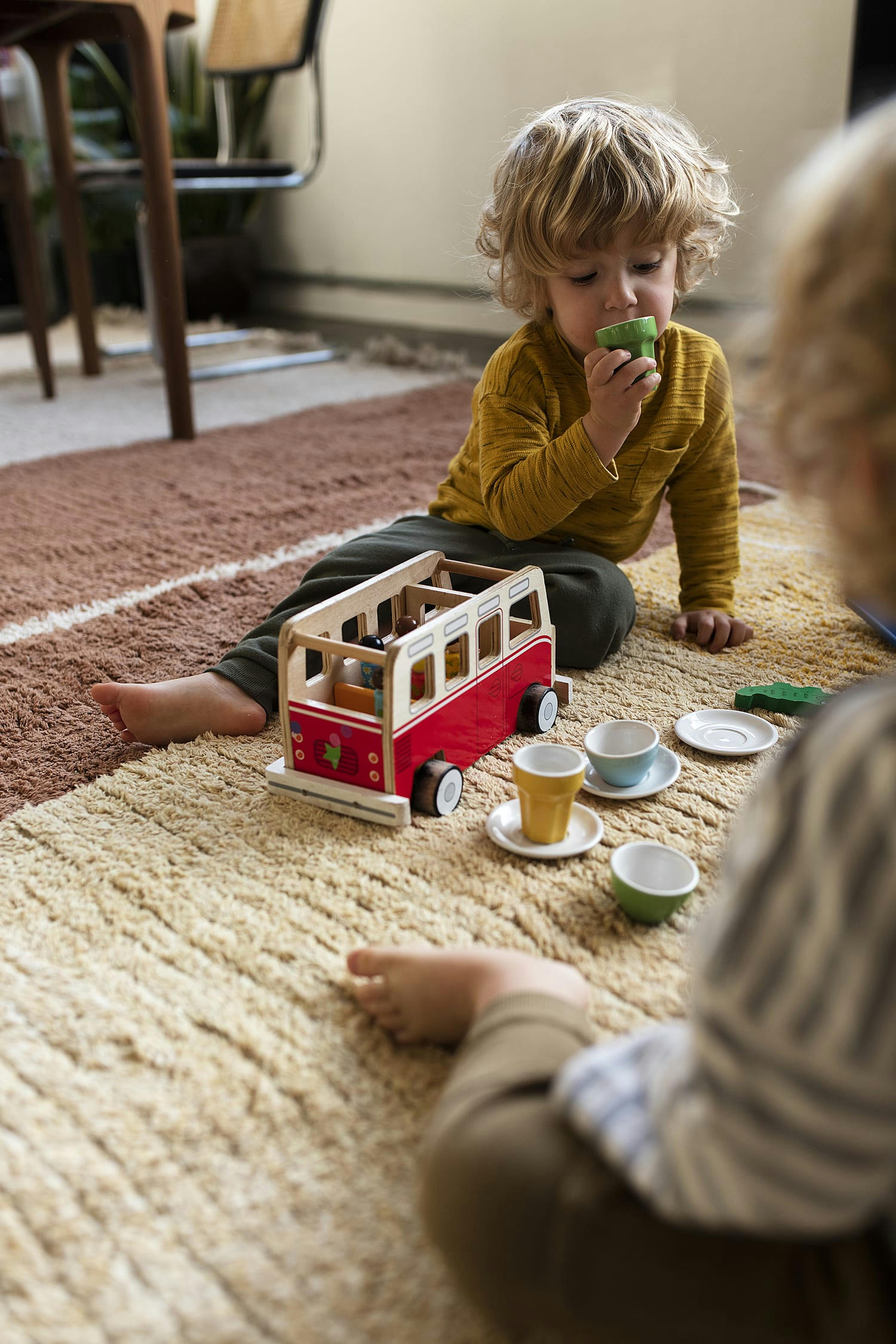REVERSIBLE - Tapis lavable en coton jaune 120x160