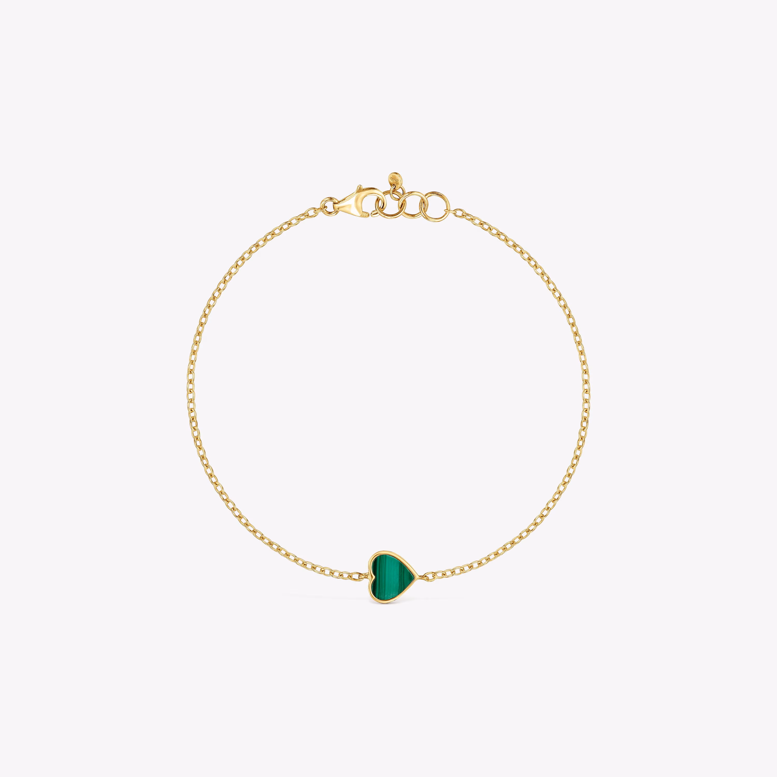 Pulsera cadena de oro 14 kt y malaquita XXS