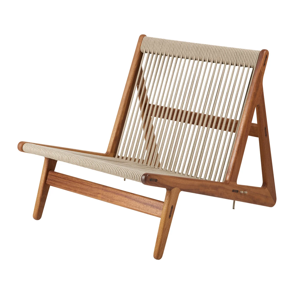 Gubi - MR01 Outdoor Lounge Stuhl, Iroko natur / Sunfire Melange beige sand