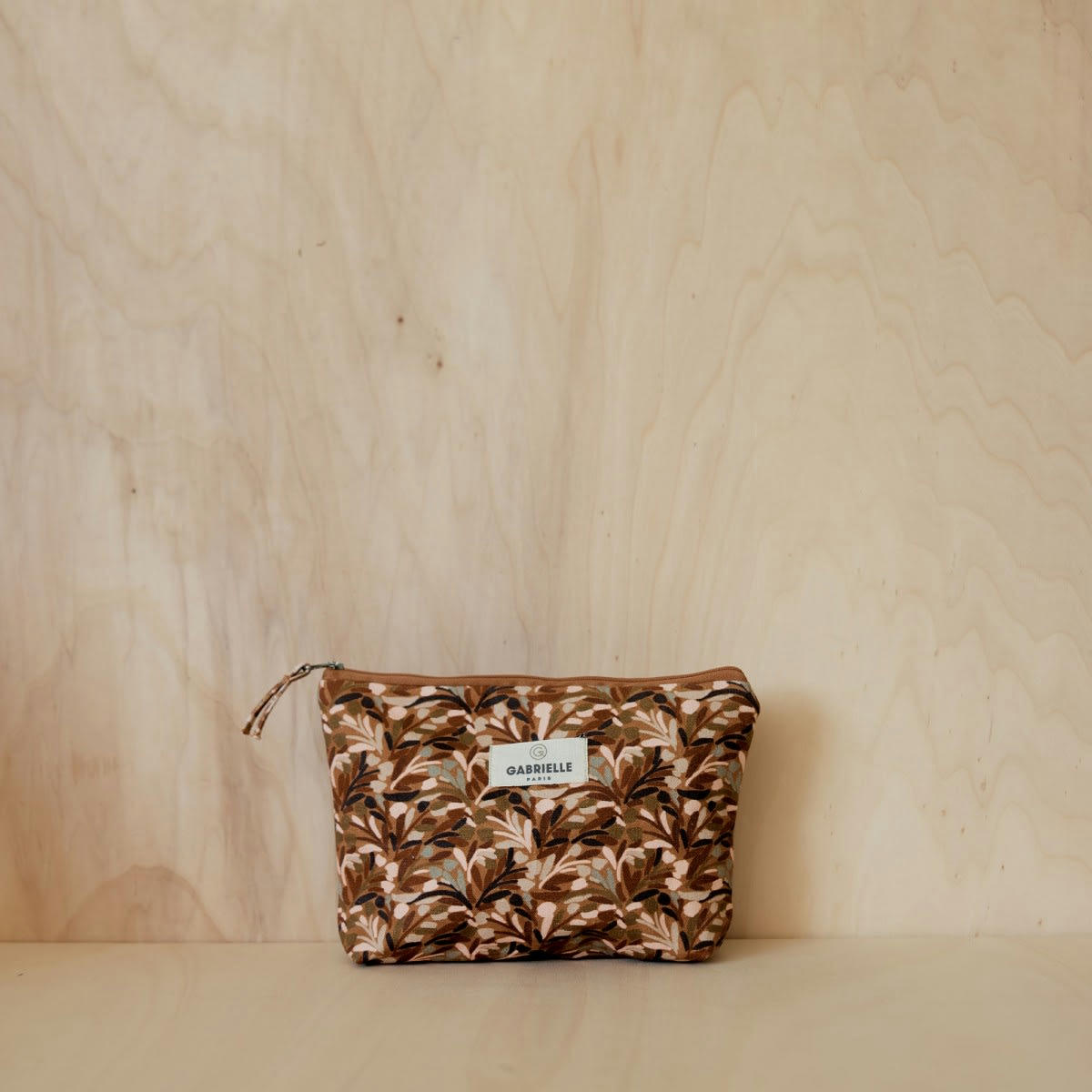 EQUILIBRE - Trousse en coton à motifs marron