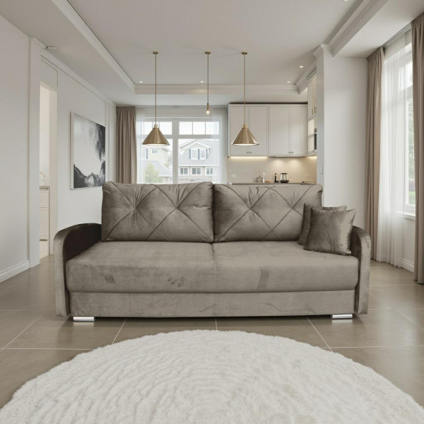 Sofa urduna z funkcją spania 190x142 cm szarobeżowa scala85
