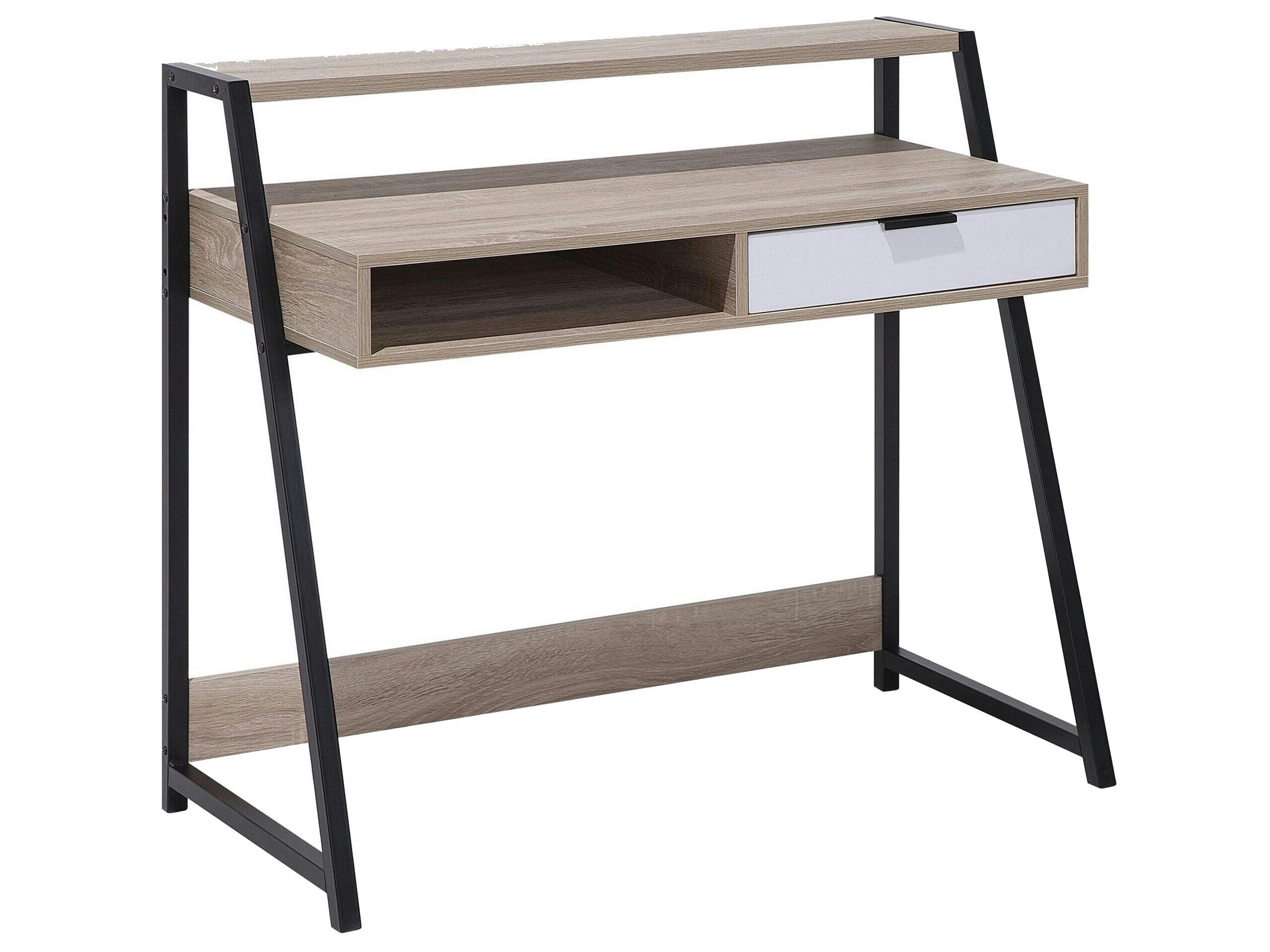 CALVIN - Bureau bois clair et blanc avec tiroir 100 x 50 cm