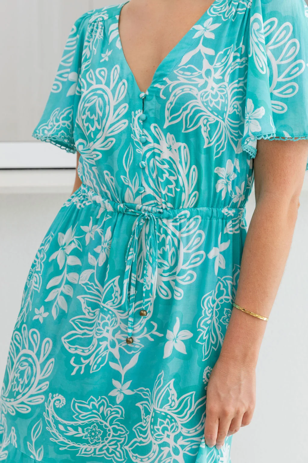 Charlize Maxi Dress in Turquoise Paisley