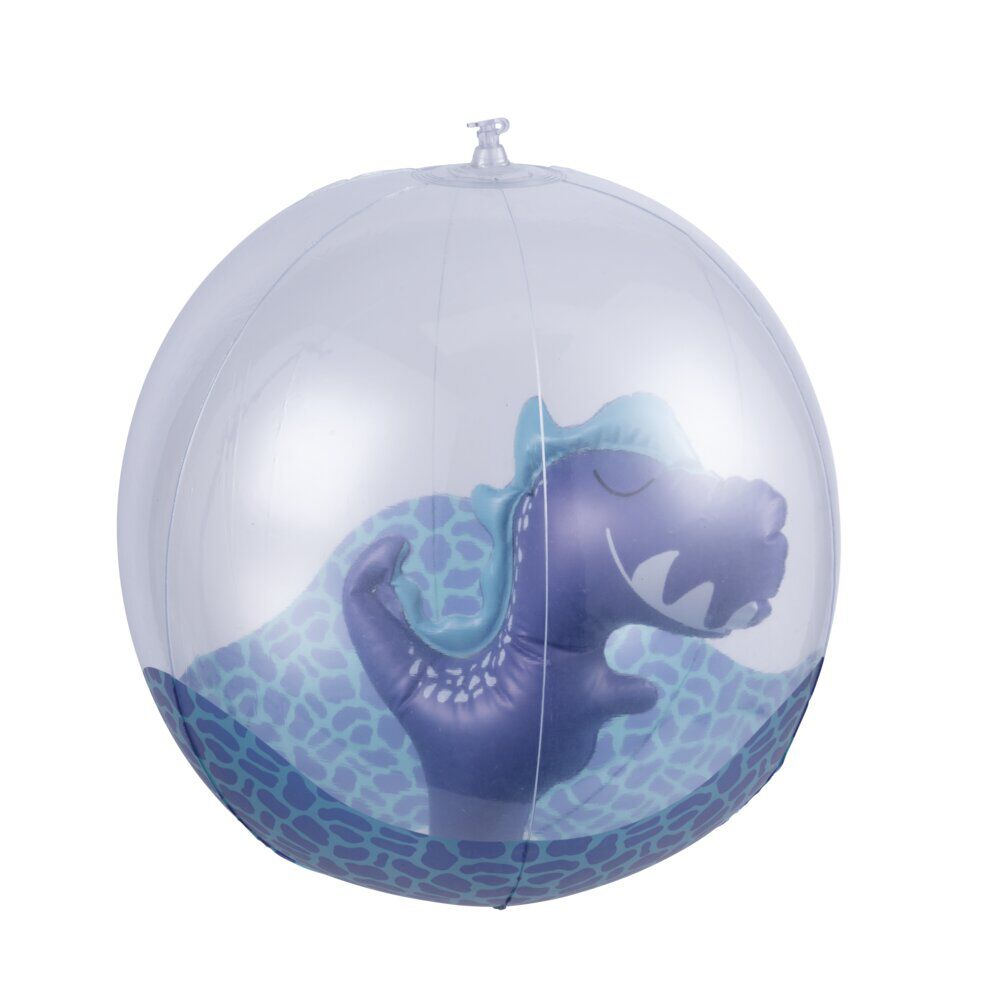 Ballon gonflable pour piscine dinosaure en plastique bleu Ø35cm