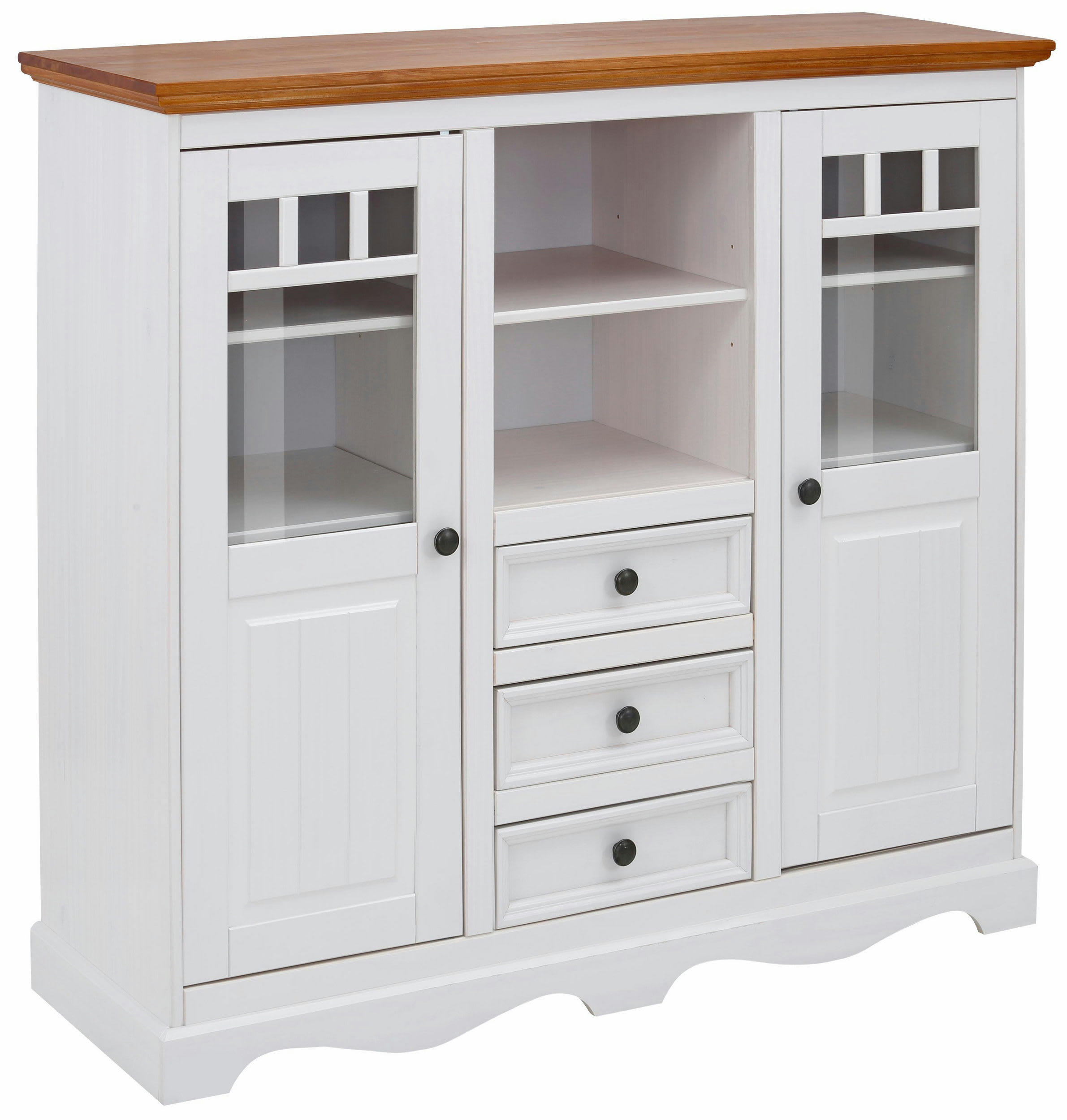 MELISSA - Buffet 2 portes en verre 3 tiroirs