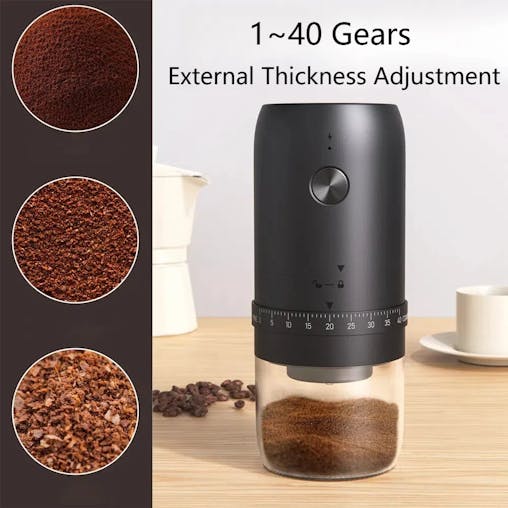 NNEOBA 1800mAh Electric Coffee Grinder 40 Level Adjustable Burr Grinder Black