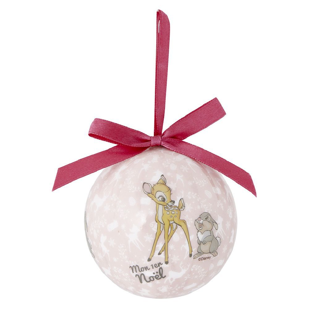 Boule Mon 1er No&euml;l Disney Bambi rose Ø7,5cm