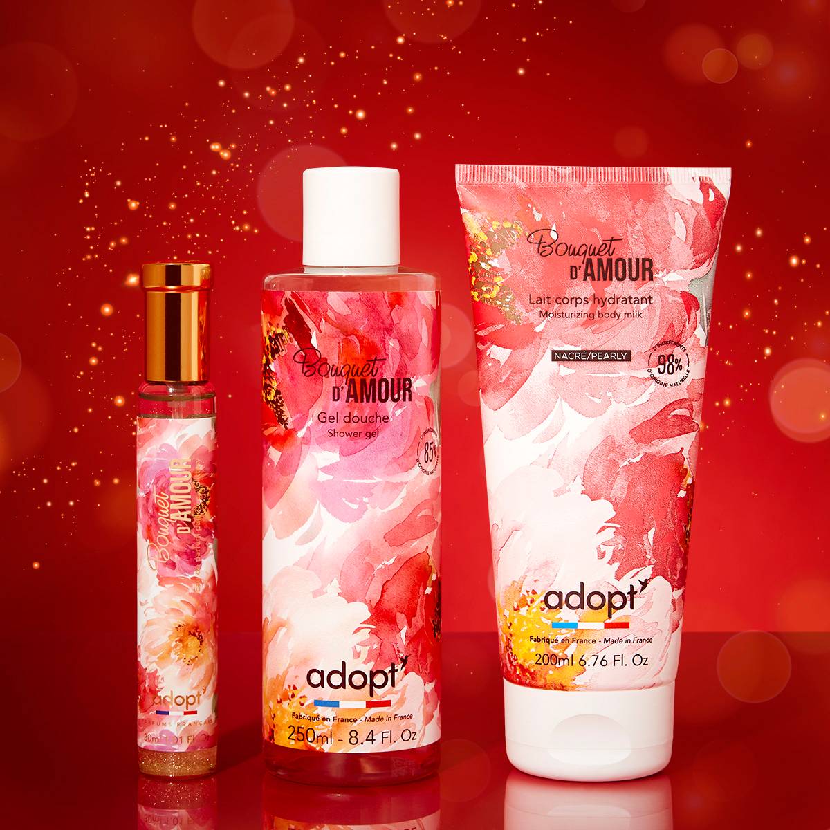 Bouquet d'AmourCoffret eau de parfum 30 ml   gel douche 250 ml   lait corps 200 ml