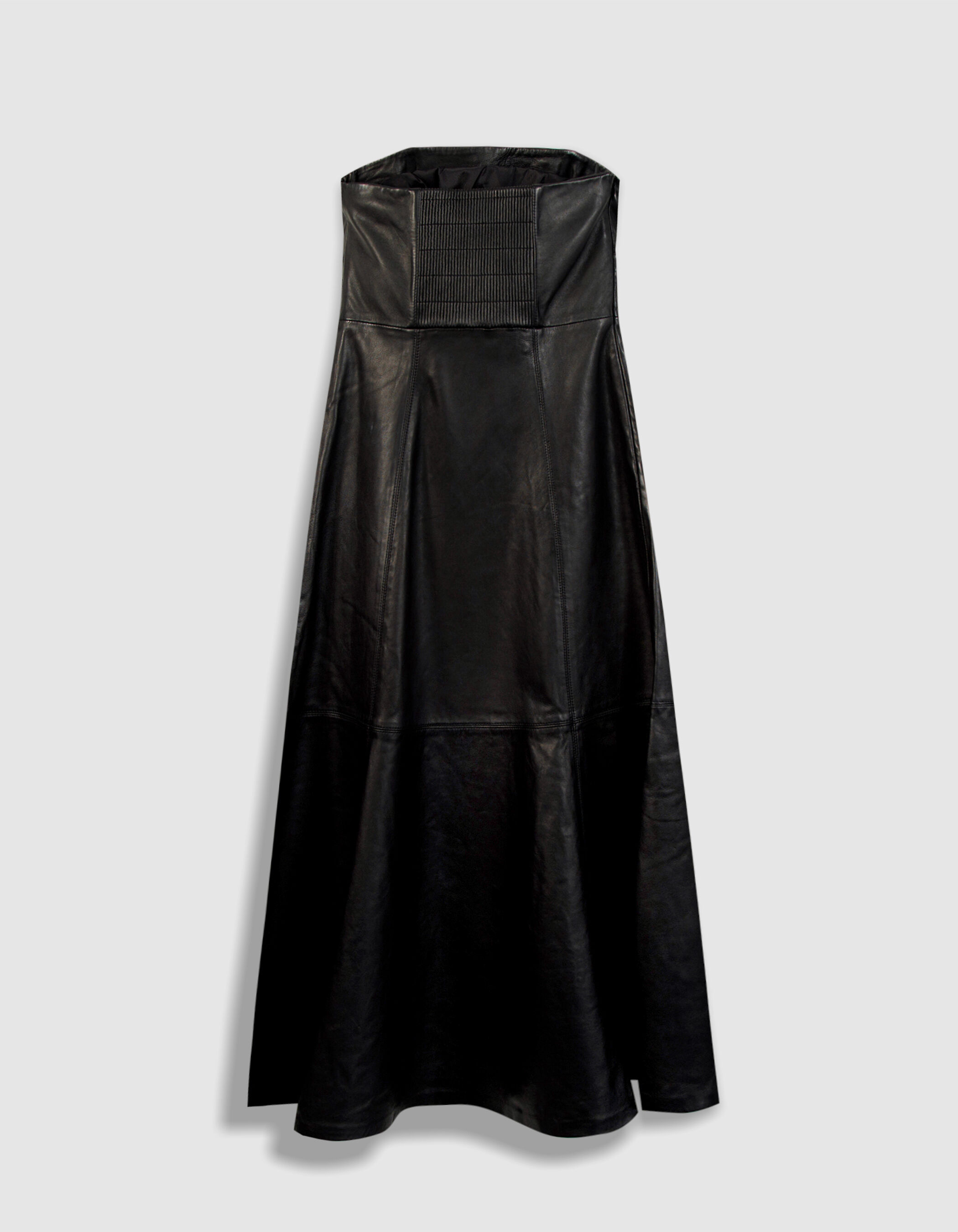 Robe midi bustier noire cuir Femme