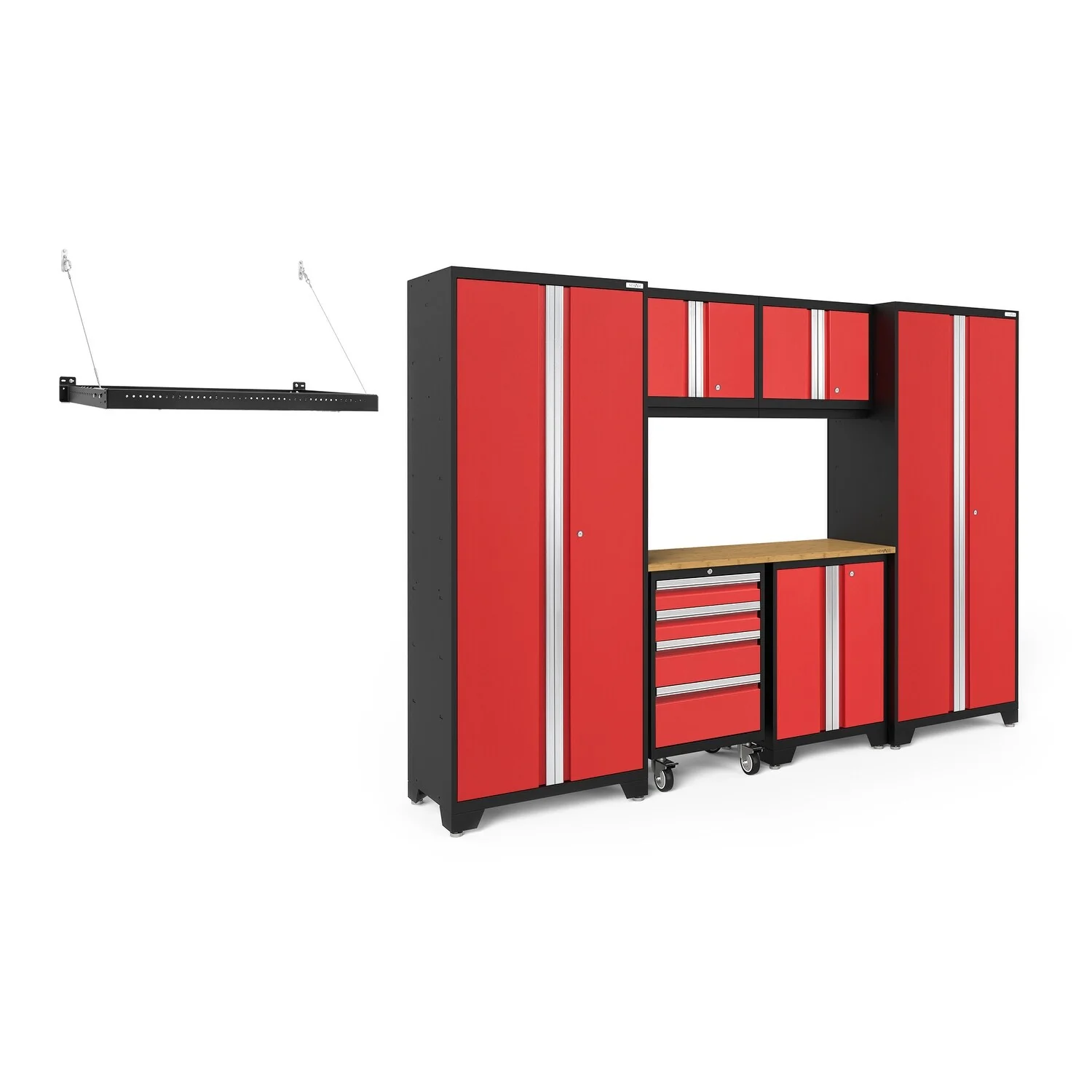 NewAge Products Bold Series 3.0 8 Piece Cabinet Set with Wall Mounted Shelf