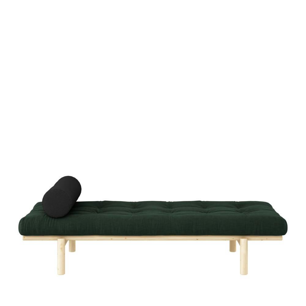 NEXT DAYBED - Méridienne en bois naturel et tissu vert forêt