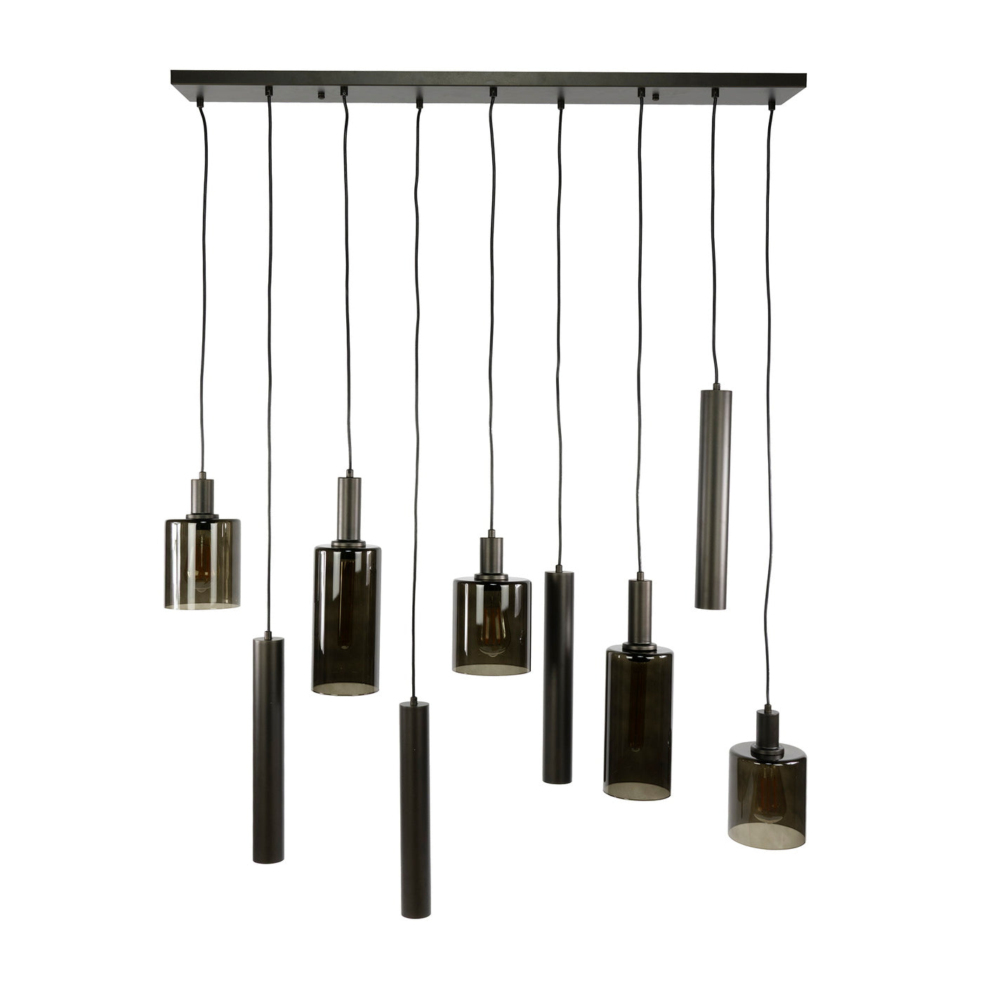 Giga Meubel Hanglamp Sepiora - Bruin - 9-Lichts - 116x22x150cm
