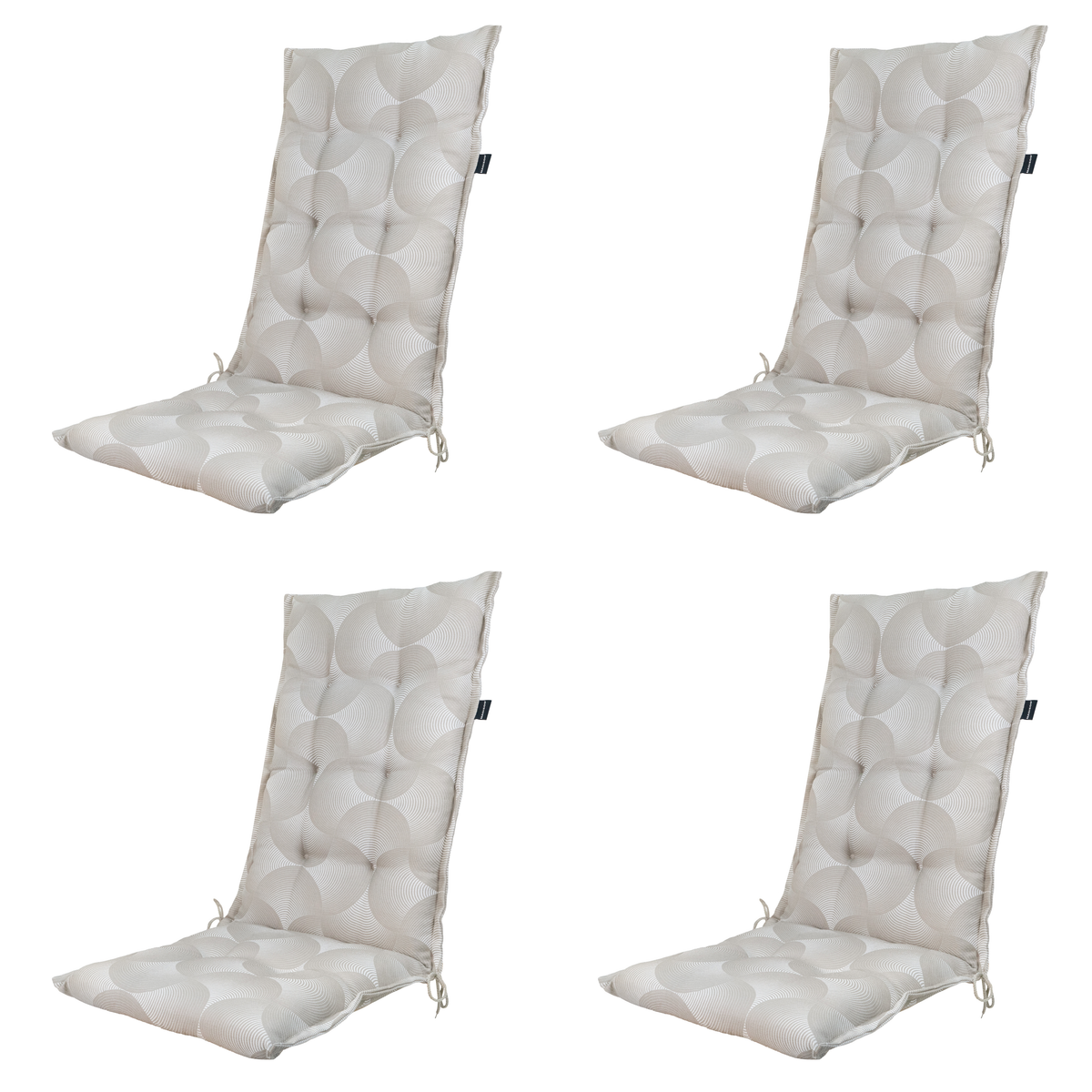 Madison tuinstoelkussen hoge rug Napels - taupe - 123x50x5cm - set van 4