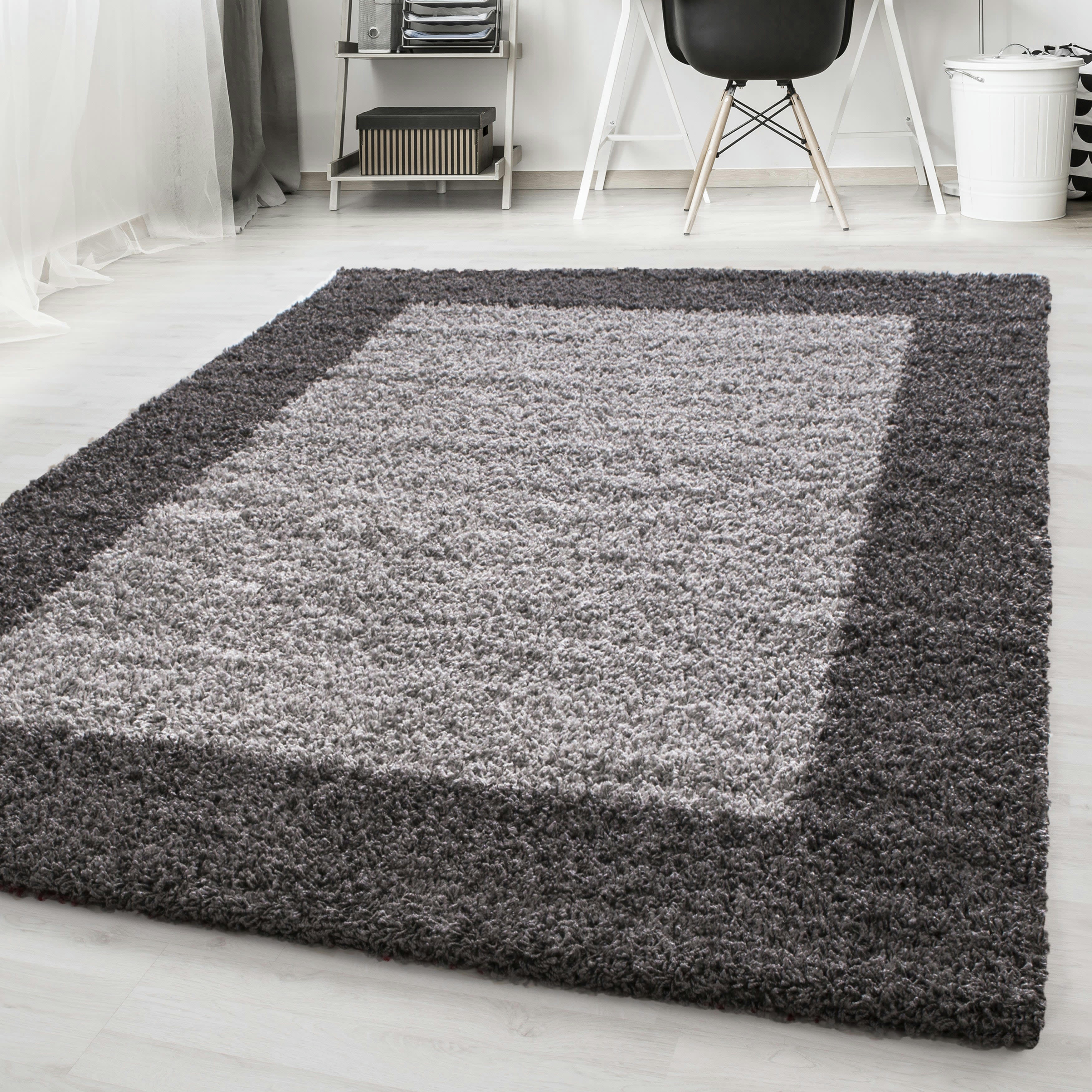 SHAGGY - Tapis à bordures gris 160x230cm
