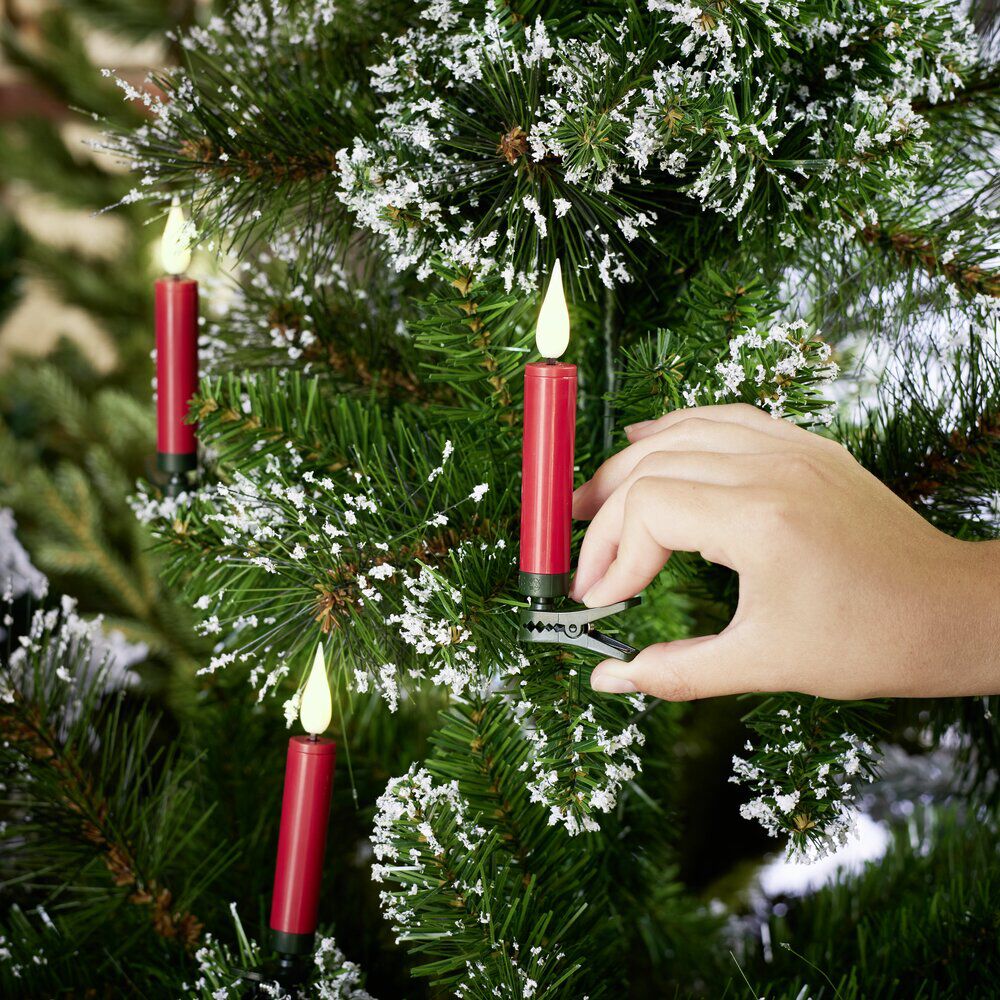 Lot de 5 bougies LED rouges flamme blanc chaud avec télécommande
