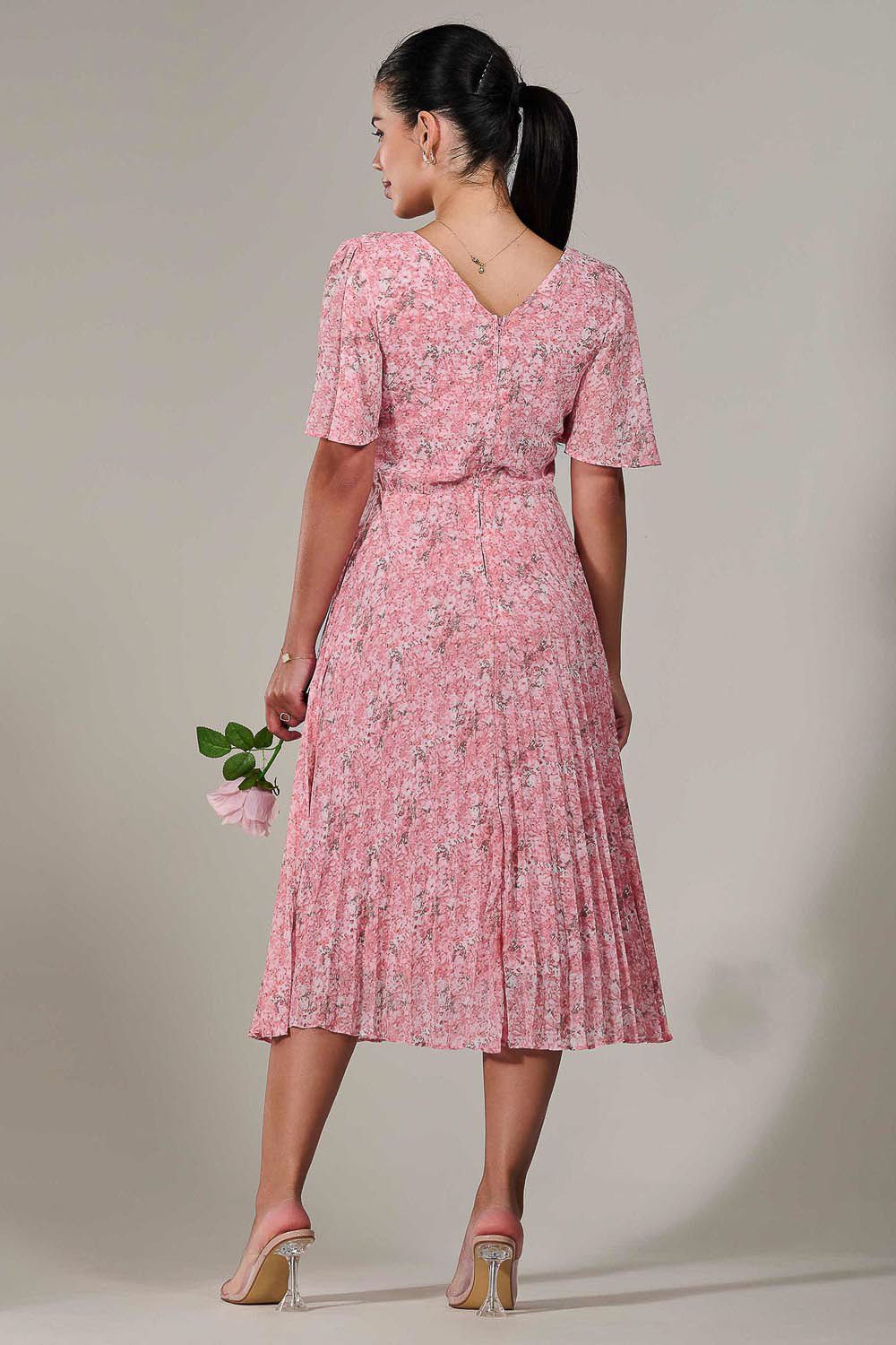 Jolie Moi Petite Chiffon Pleated Midaxi Dress