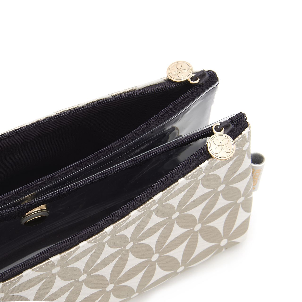 Victoria Green Lauren' Folding Makeup Bag in Starflower Beige